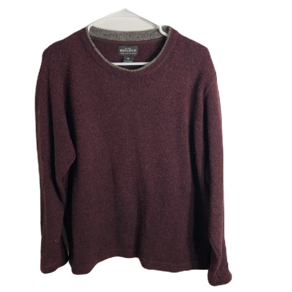 Woolrich Wool Sweater Medium Merlot Men’s Red Gray Crewneck - Picture 1 of 8